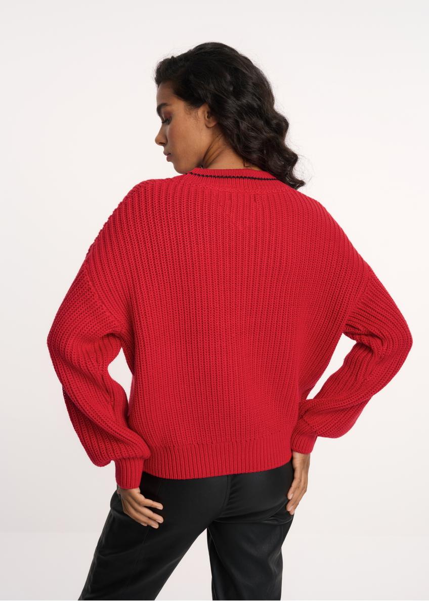 Czerwony sweter damski z logo OCHNIK SWEDT-0163-42(Z22)