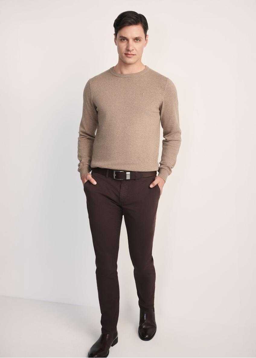 Camelowy bawełniany sweter męski SWEMT-0114A-1D(Z26)