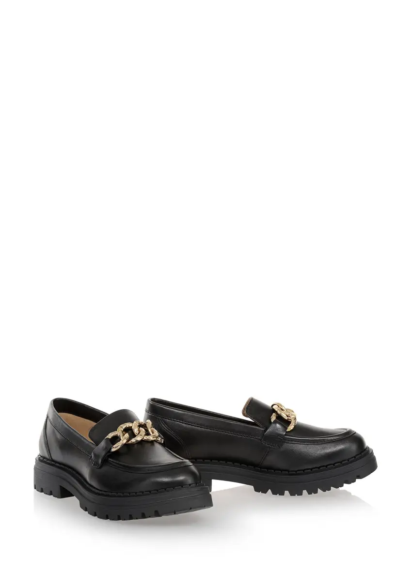 Women's leather loafers with chain BUTYD-1014-99(Z24)