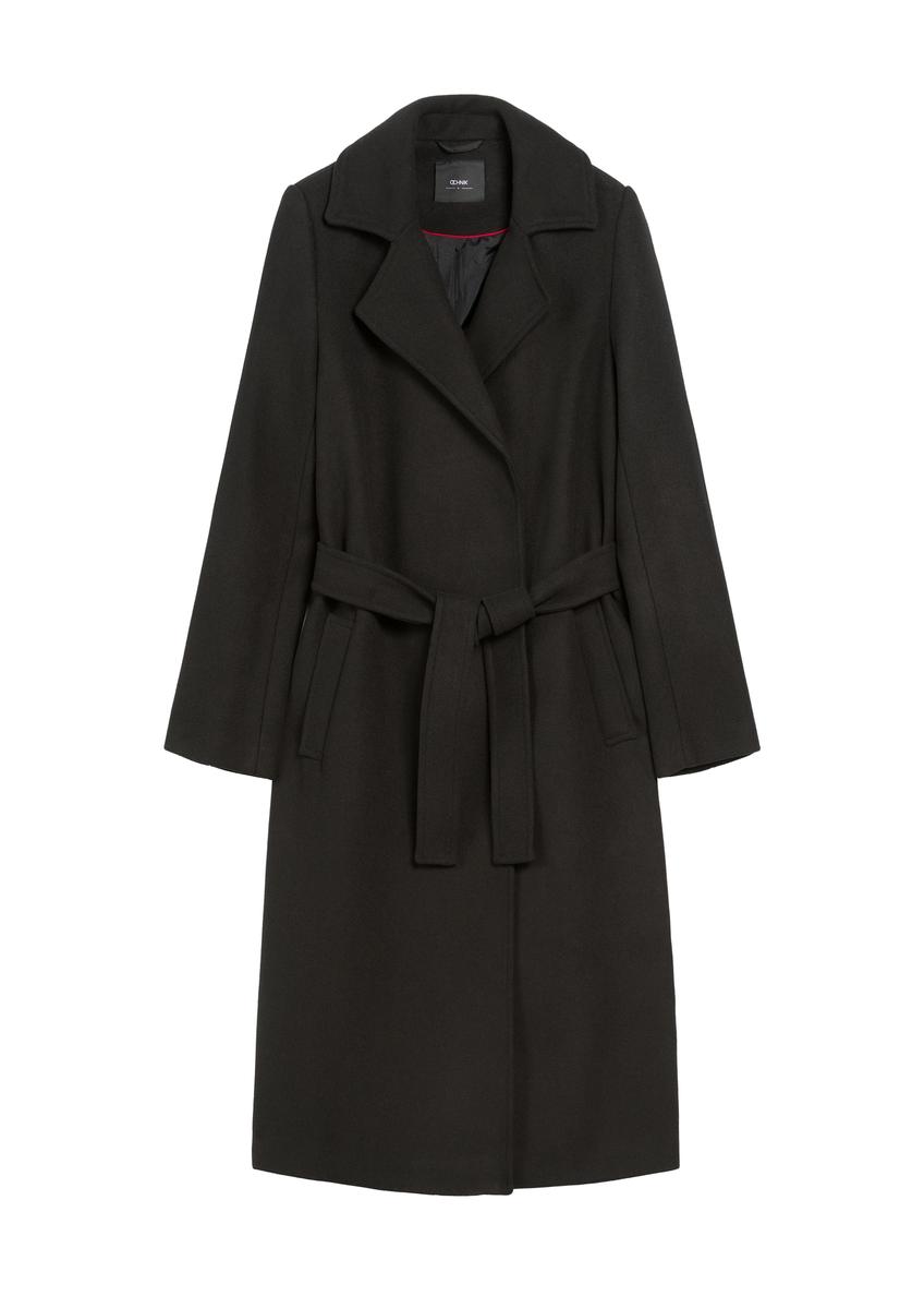 Czarny długi płaszcz damski PLADT-0048B-99(Z25)