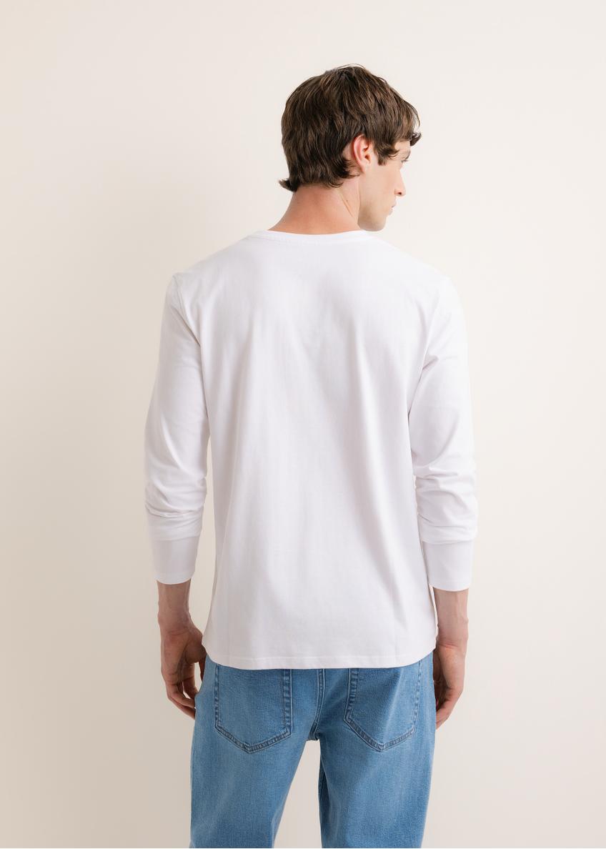 Biały bawełniany longsleeve męski LSLMT-0013-0A(Z26)