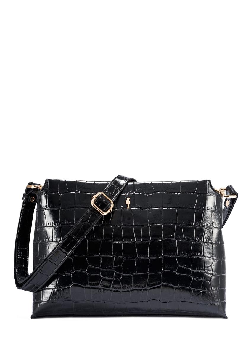 Czarna torebka damska croco TORES-1159-9G(Z26)