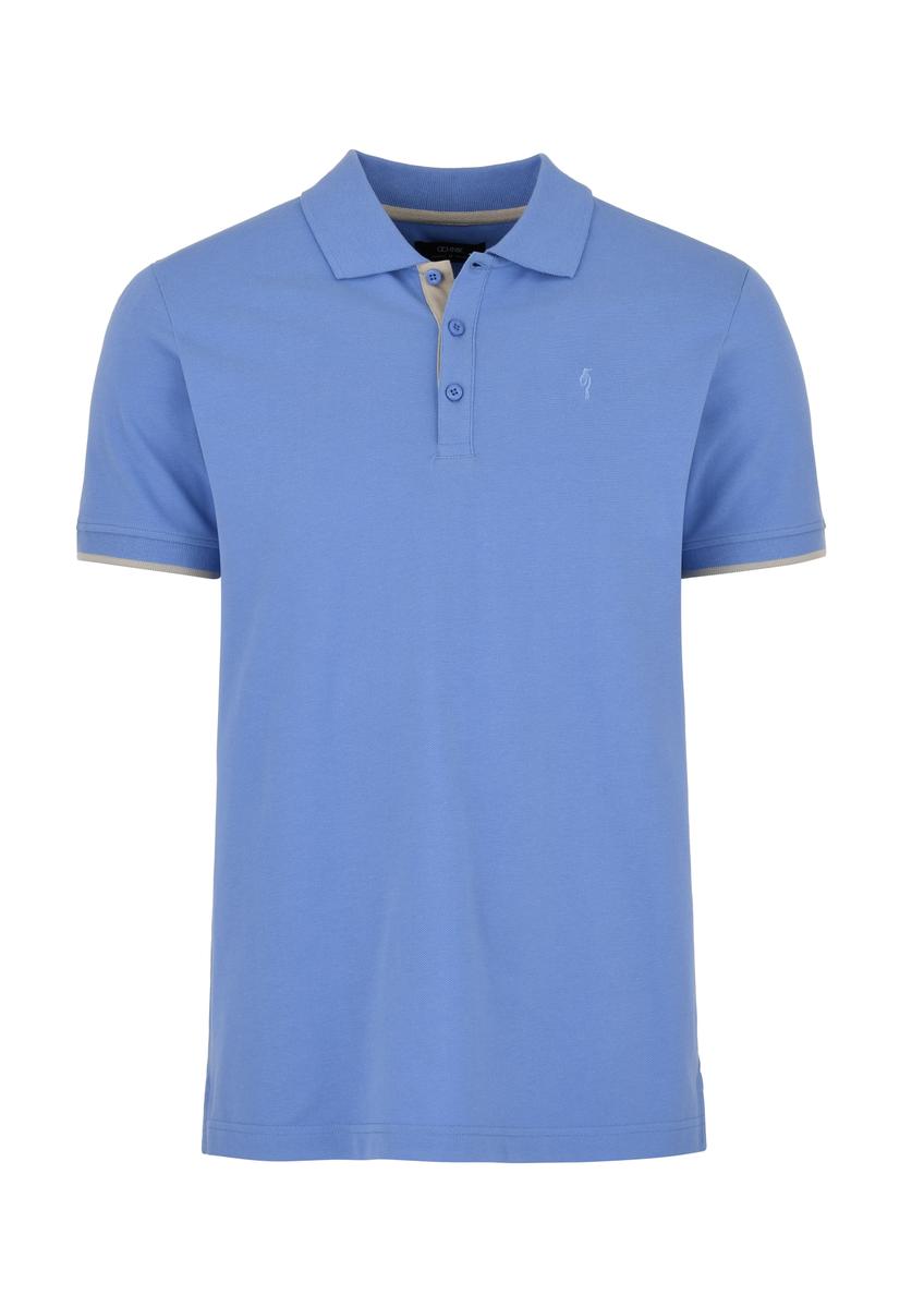 Niebieska koszulka polo męska POLMT-0045A-60(W24)
