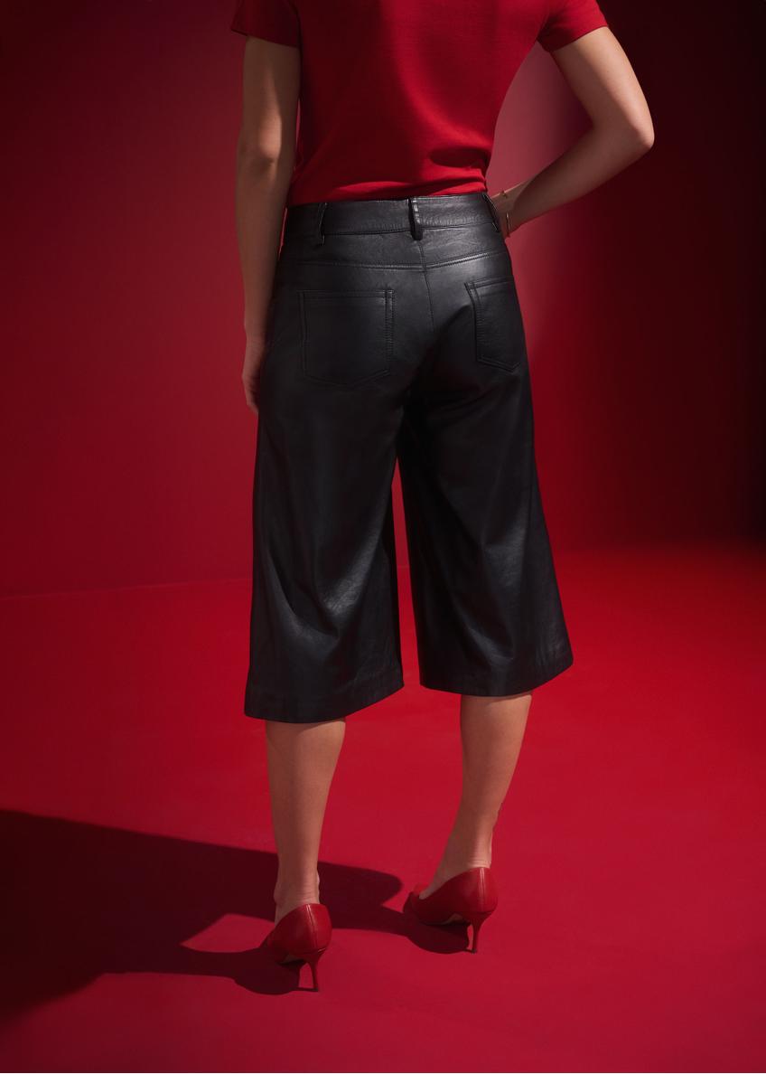 Black leather culottes SPODS-0041-5339(Z24)