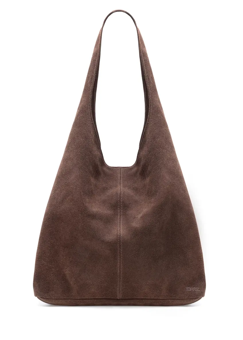 Brązowa zamszowa shopperka damska TORES-1177-1I(W26)