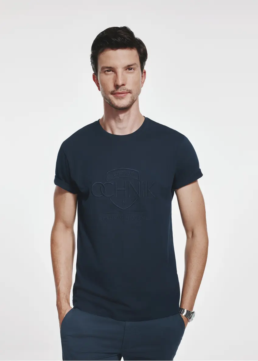 Navy blue men's t-shirt with logo TSHMT-0109-68(Z24)-02