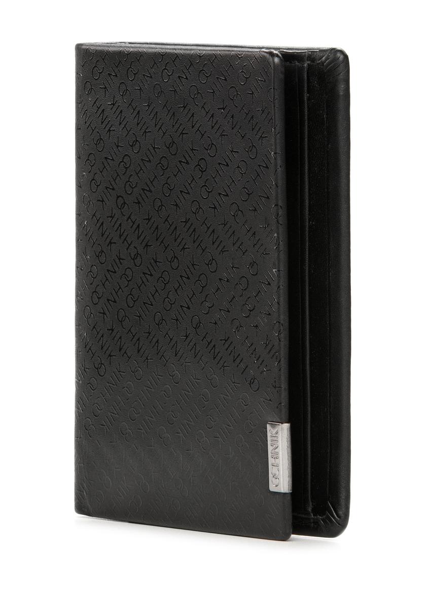 Czarny skórzany portfel męski z logo PORMS-0665-99(Z25)