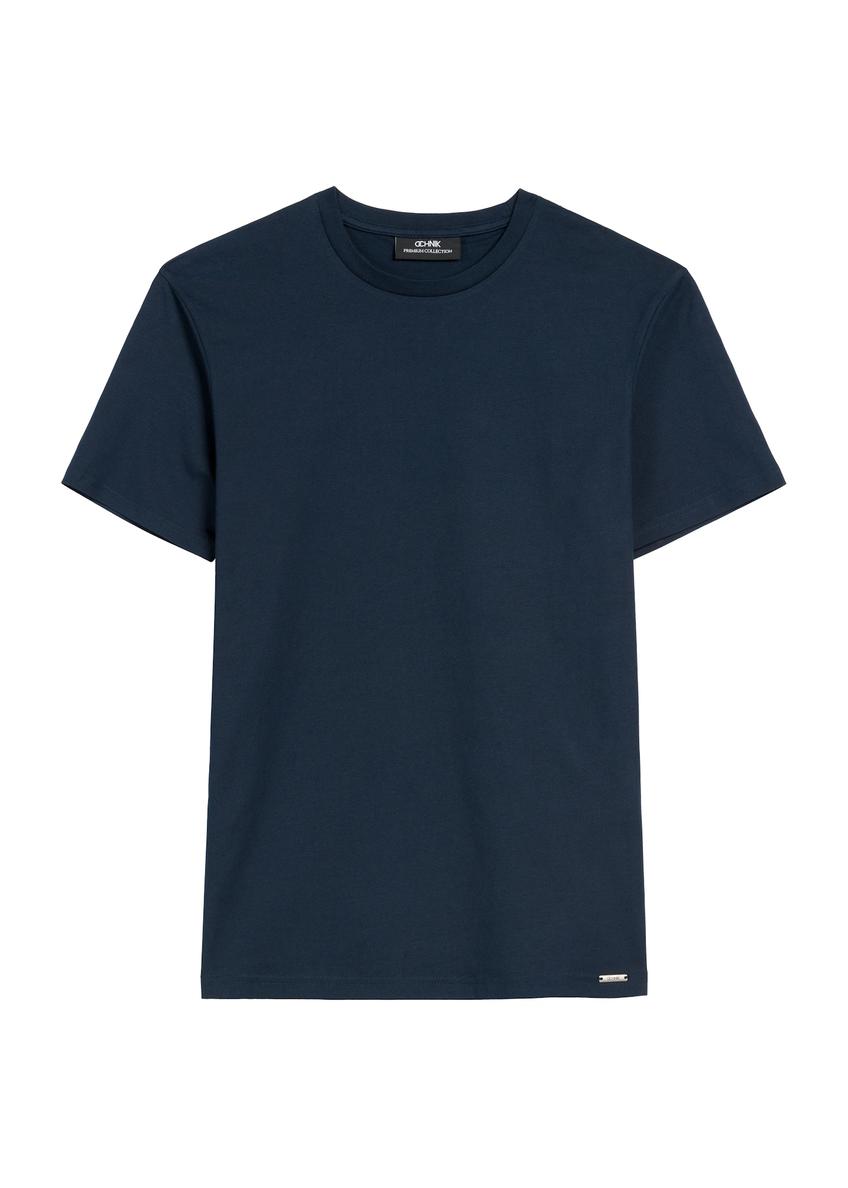Granatowy bawełniany t-shirt męski TSHMT-0108-68(Z25), widok produktu z przodu na białym tle.