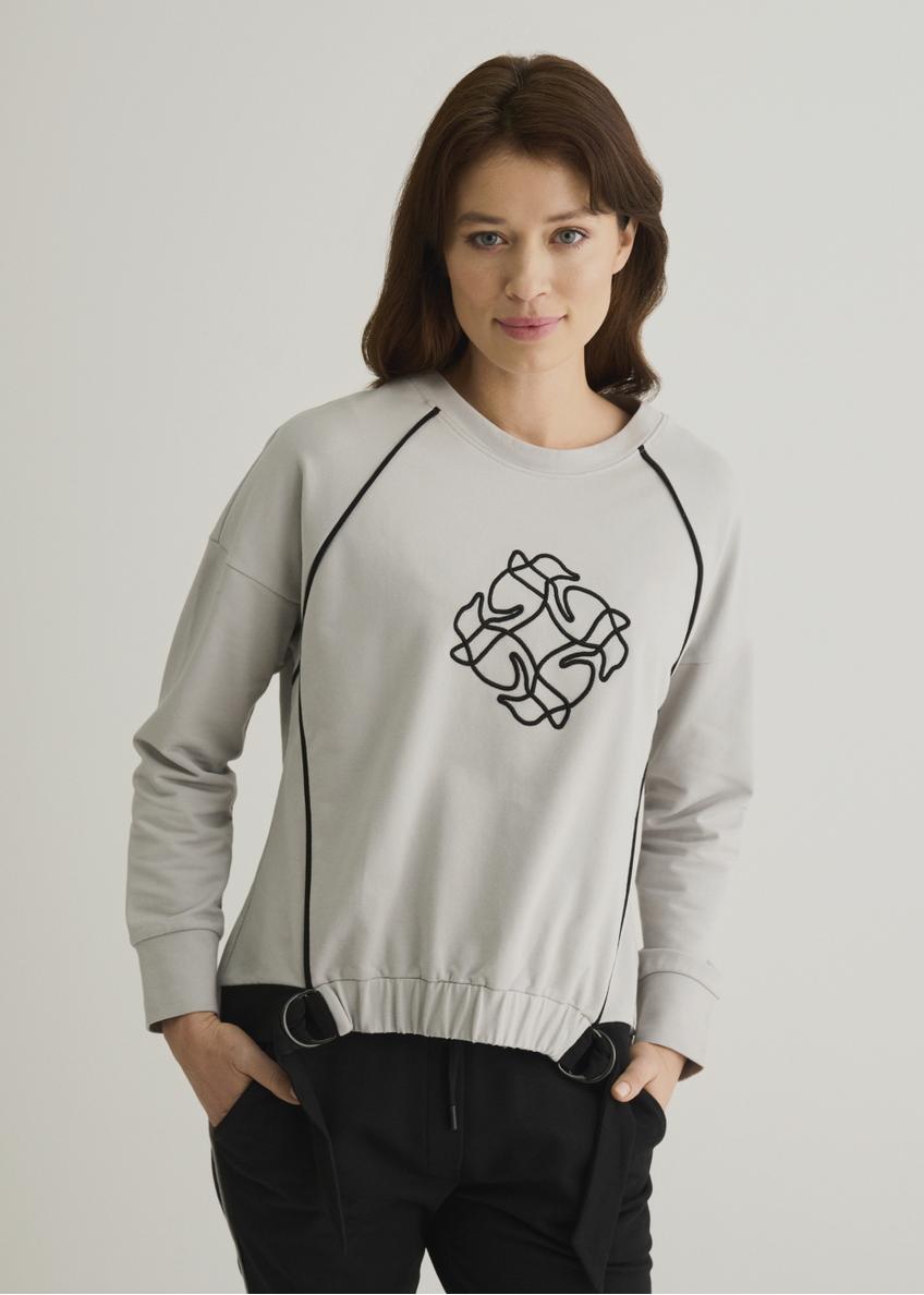 Szara bluza damska z monogramem BLZDT-0070-91(W23)
