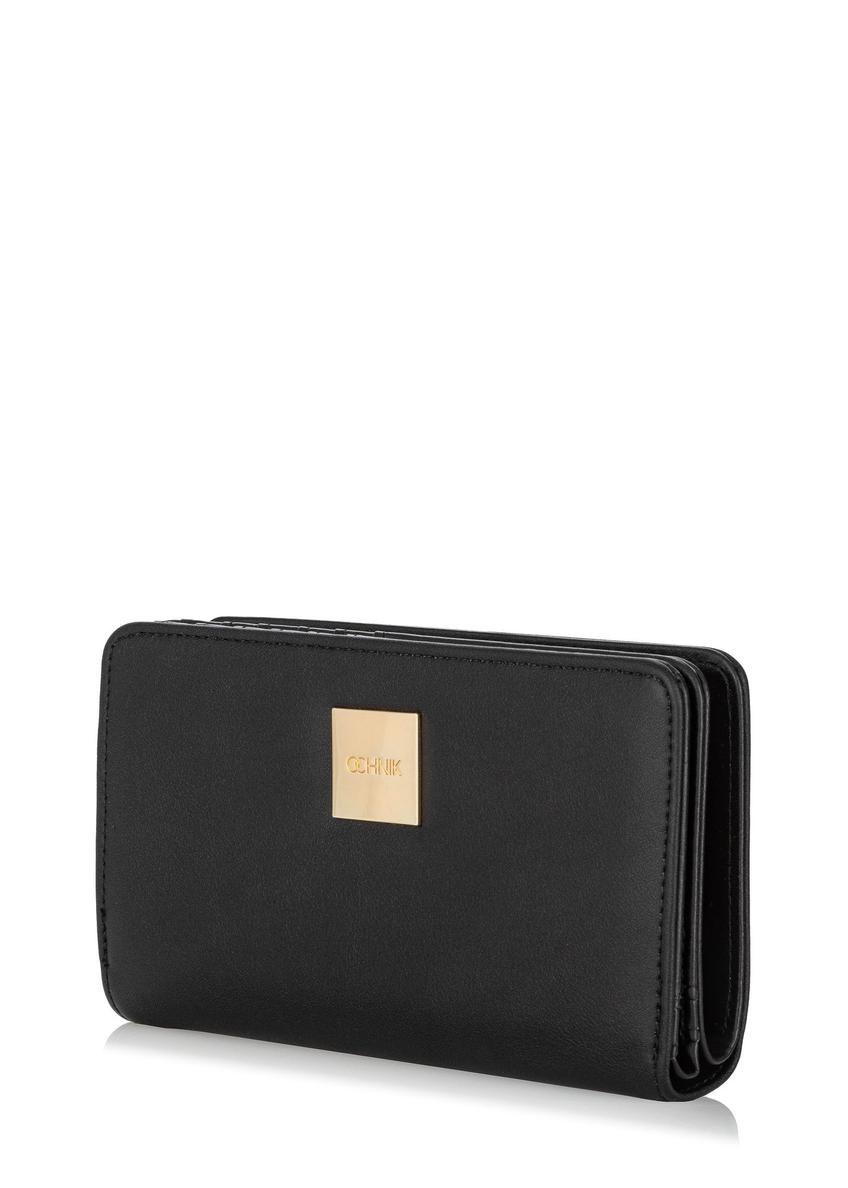 Czarny portfel damski z logo POREC-0364-99(W24)