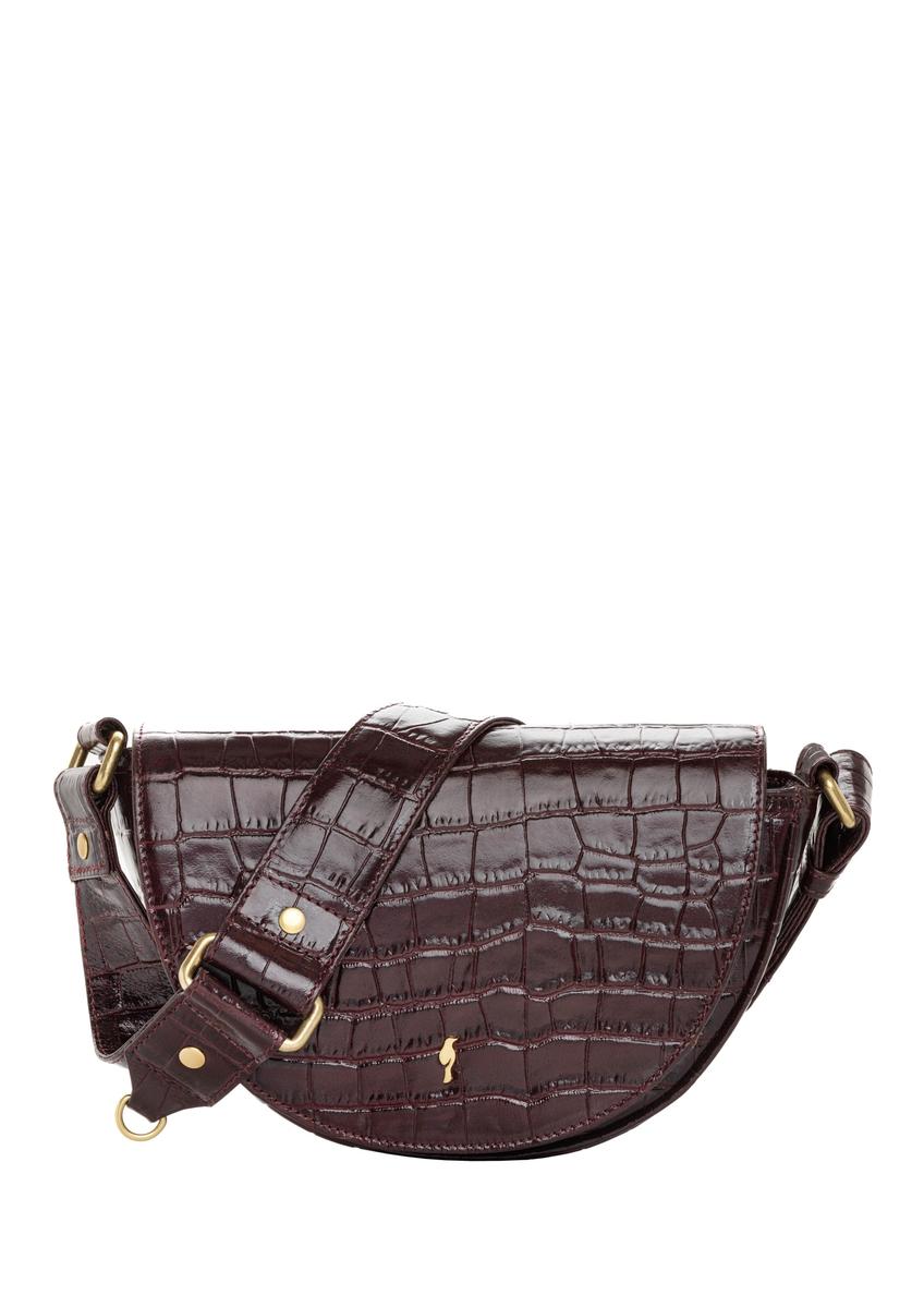 Bordowa półokrągła torebka damska croco TORES-1328-4D(Z26)