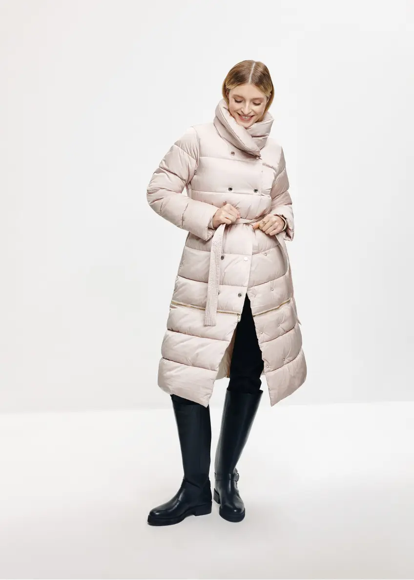 Beige quilted women's winter jacket KURDT-0546-80(Z24)