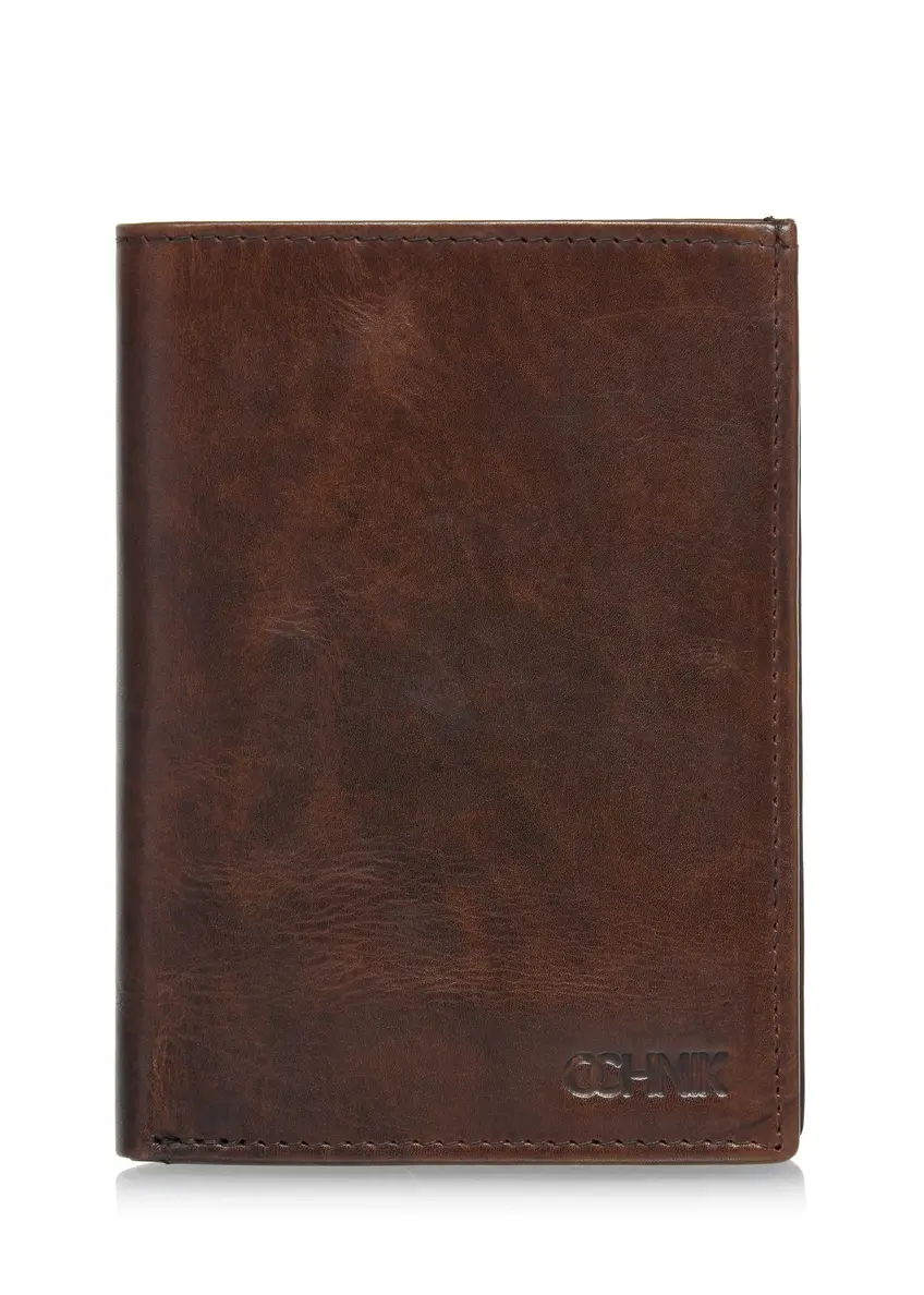 Brown leather men's wallet PORMS-0611-89(Z24)