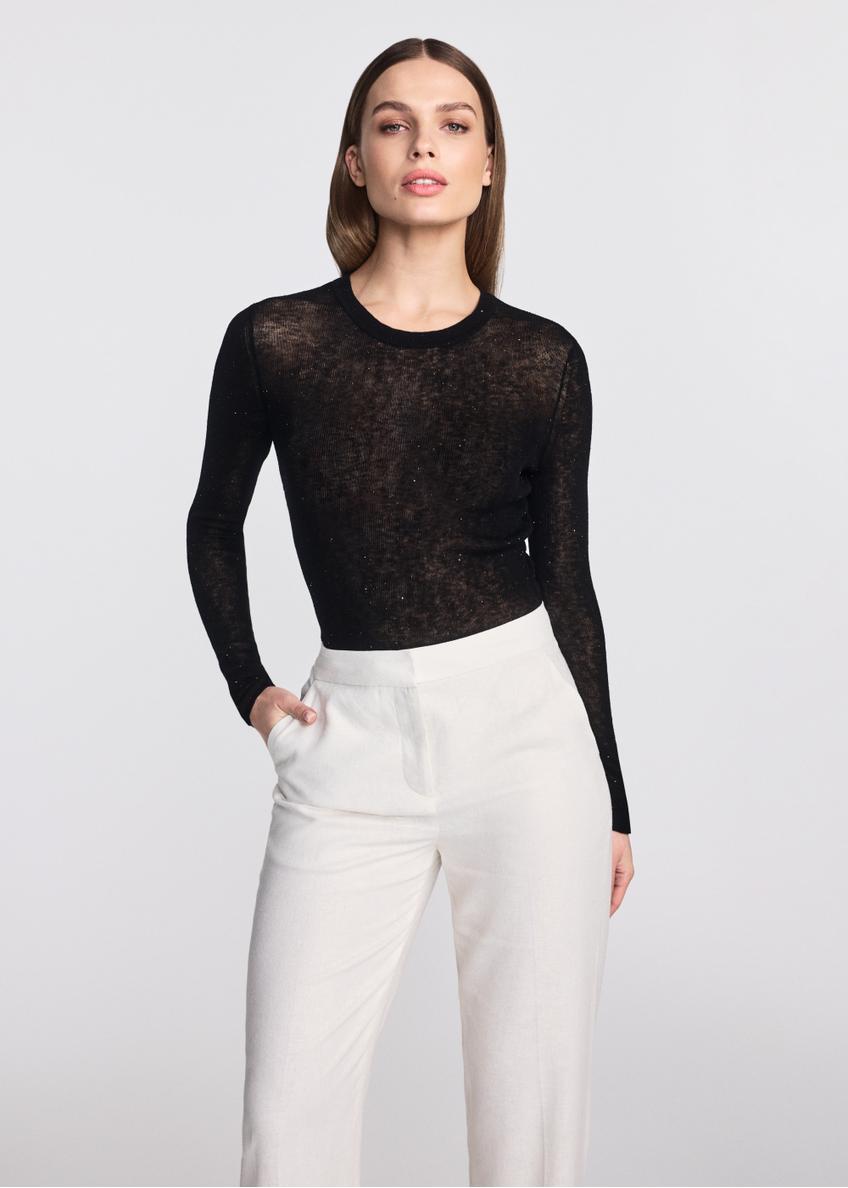 Czarny lekki wełniany sweter damski SWEDT-0233-99(W25)