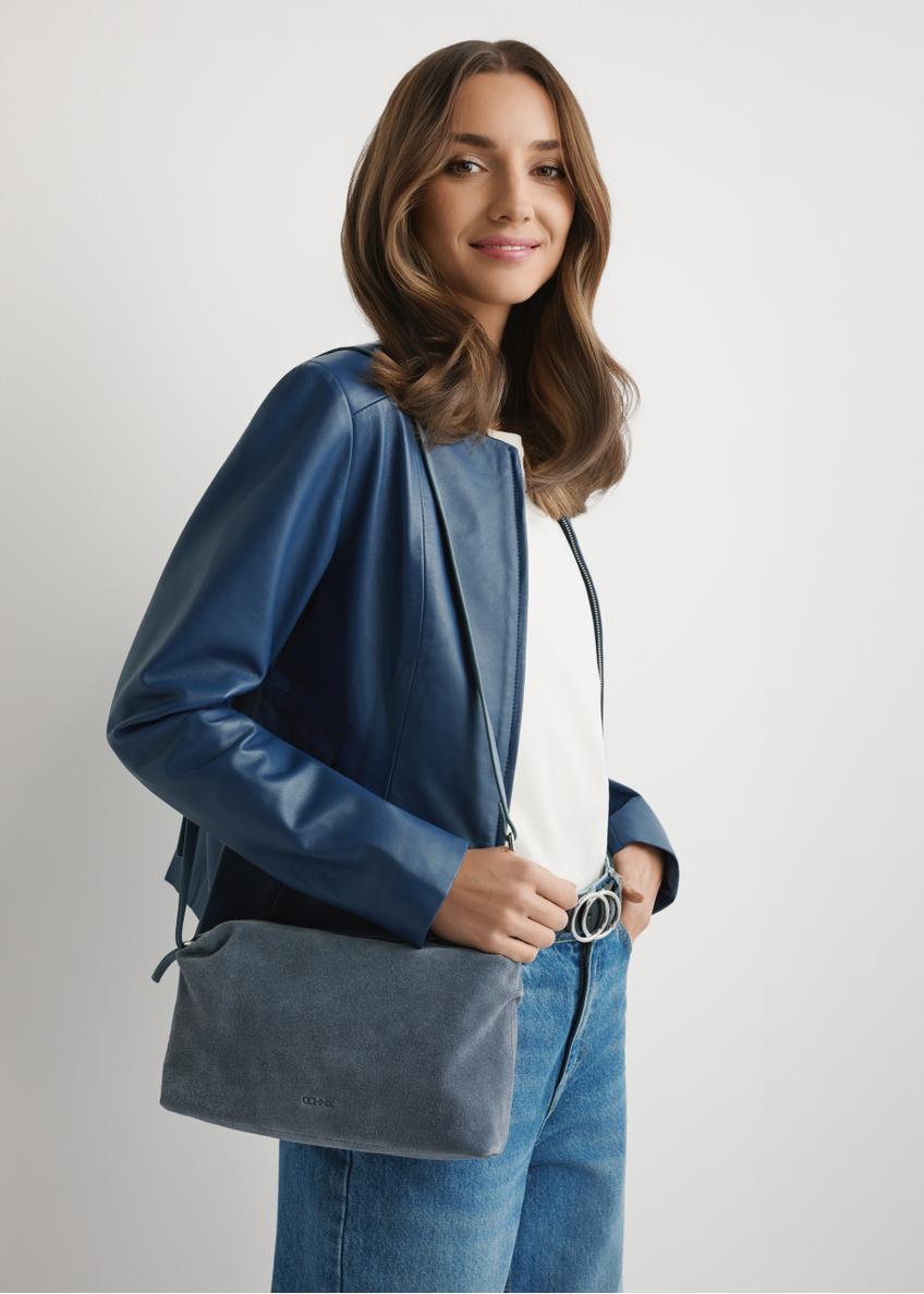 Granatowa zamszowa torebka damska TORES-1249-7C(W26)