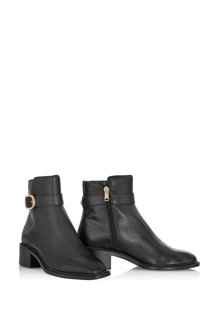 Black women's leather ankle boots BUTYD-1127-99(Z24)