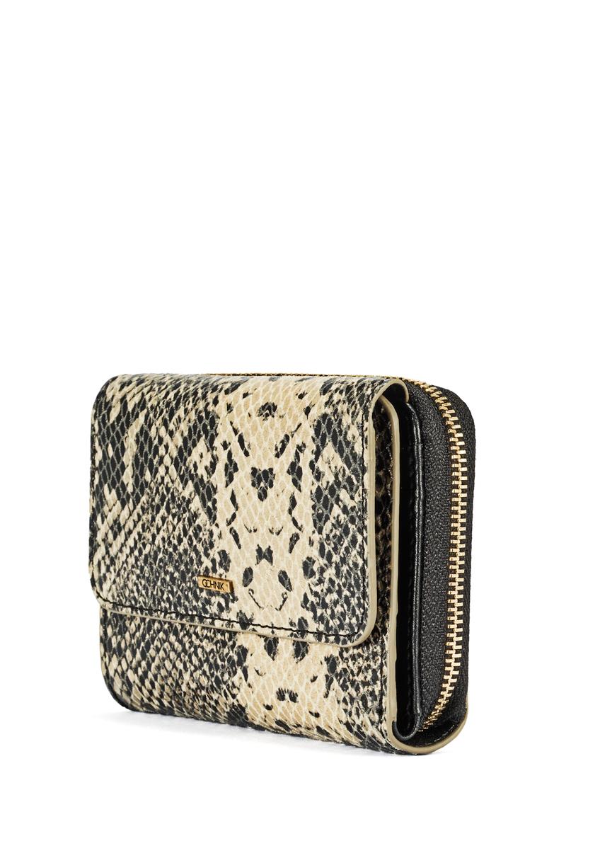 Mały skórzany portfel animal print PORES-0949-81(W25)