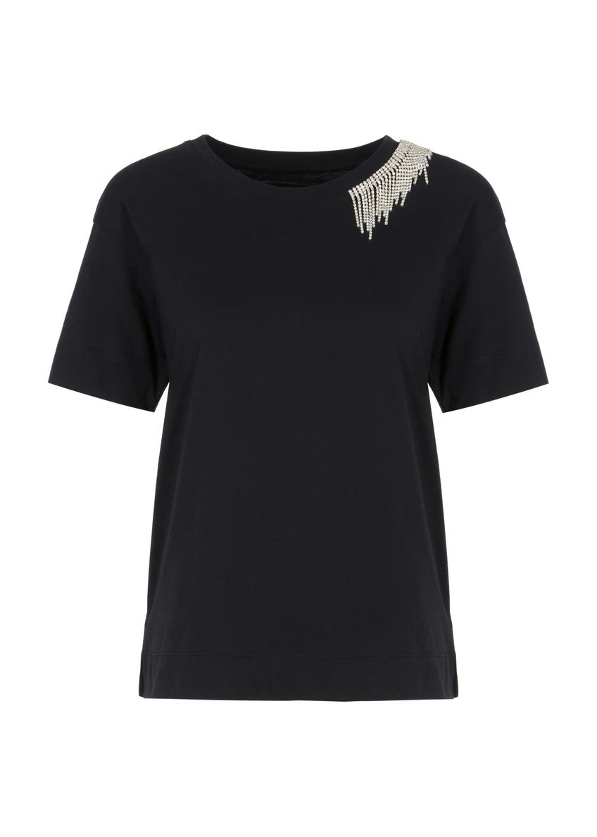 Czarna bluzka bawełniana damska BLUDT-0163A-99(Z23)-03