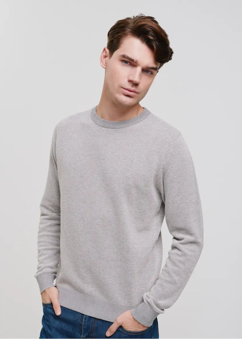 Szary bawełniany sweter męski SWEMT-0142-91(W24)