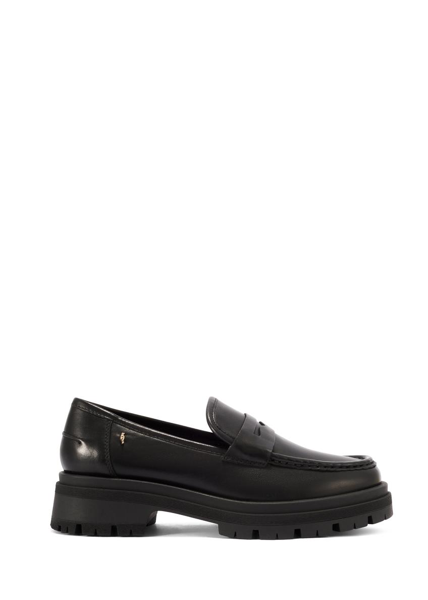 Czarne skórzane loafersy damskie BUTYD-1069-99(W26)