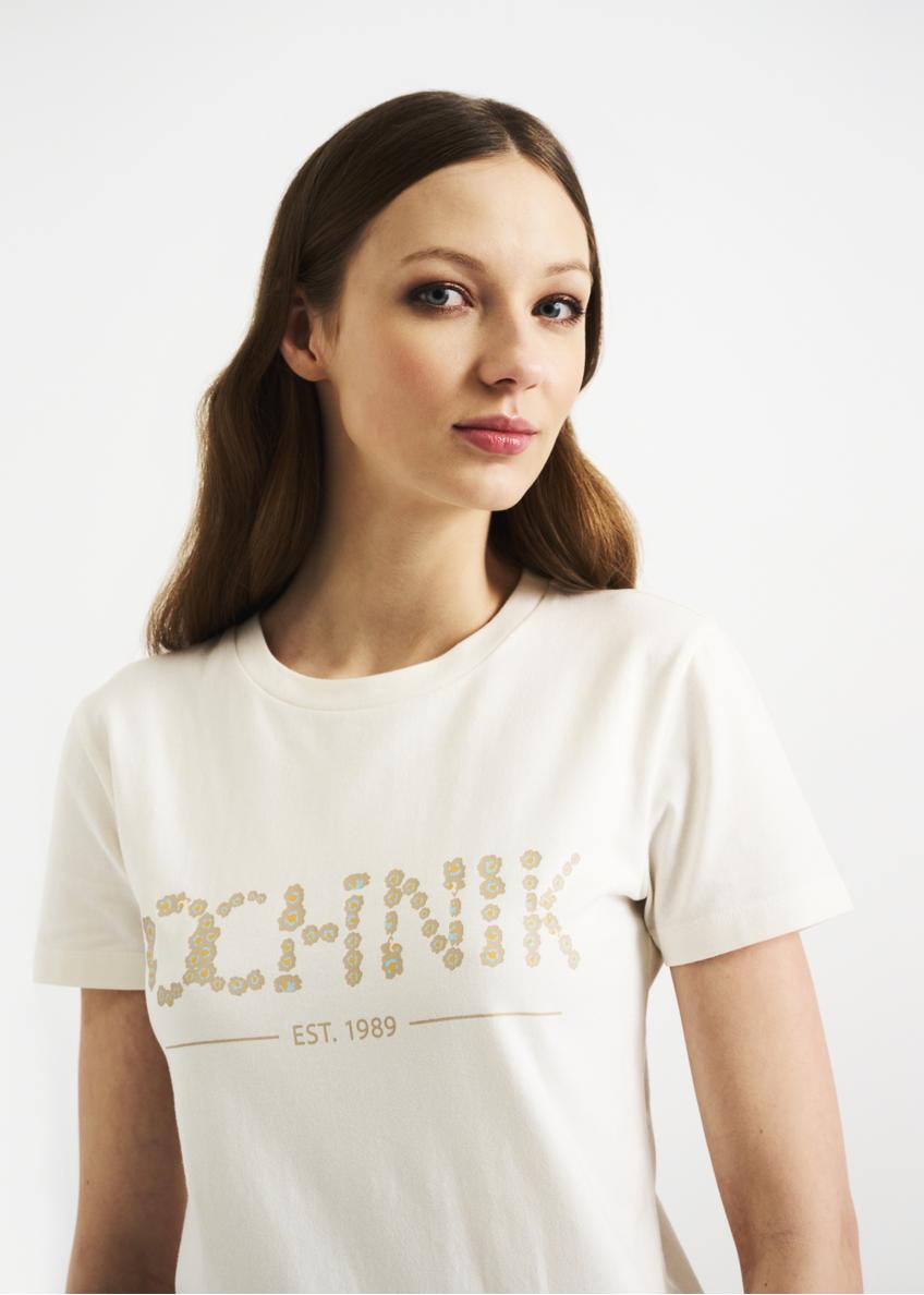 Mleczny T-shirt damski z logo OCHNIK TSHDT-0091-12(W22)