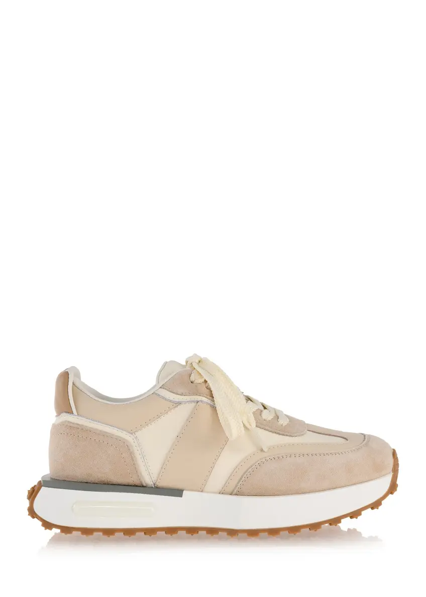 Beige women's leather sneakers BUTYD-1141-81(Z24)-01