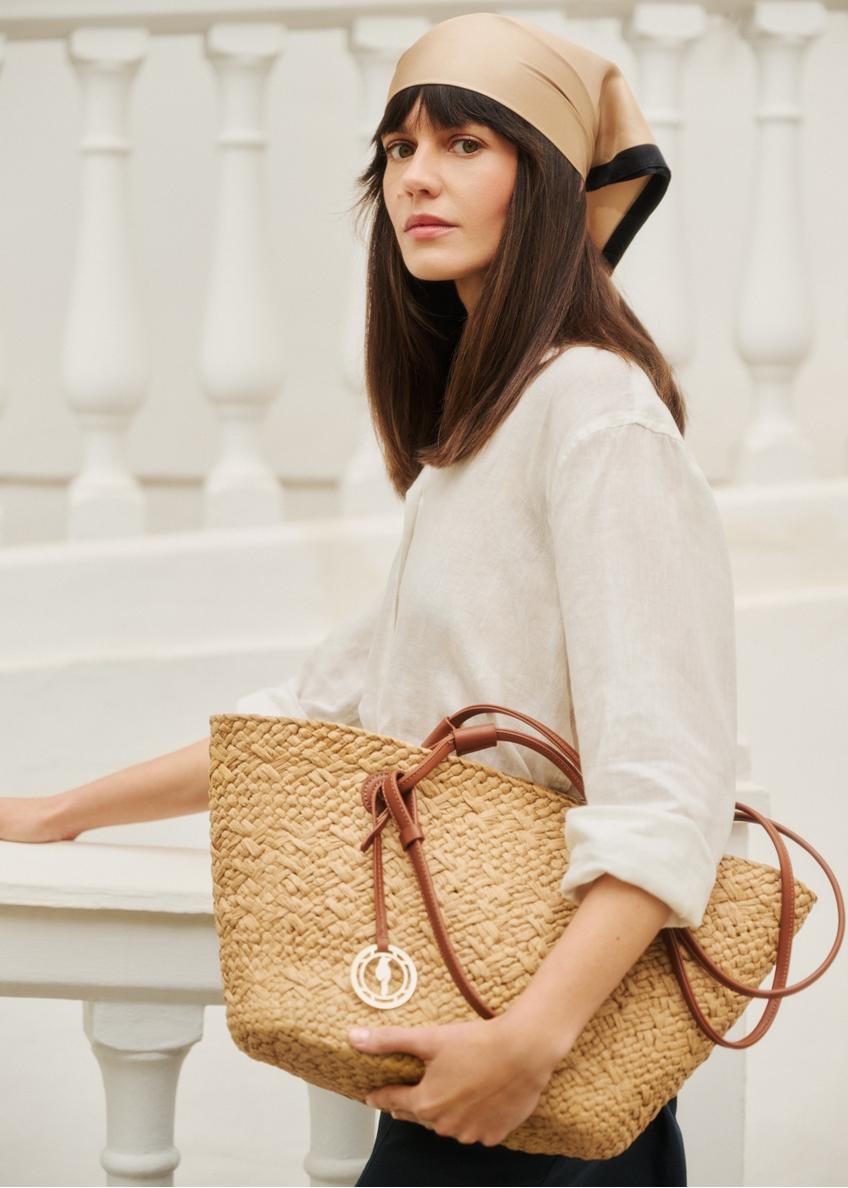 Słomkowa duża torebka damska typu shopper TOREC-1217-1E(W26)