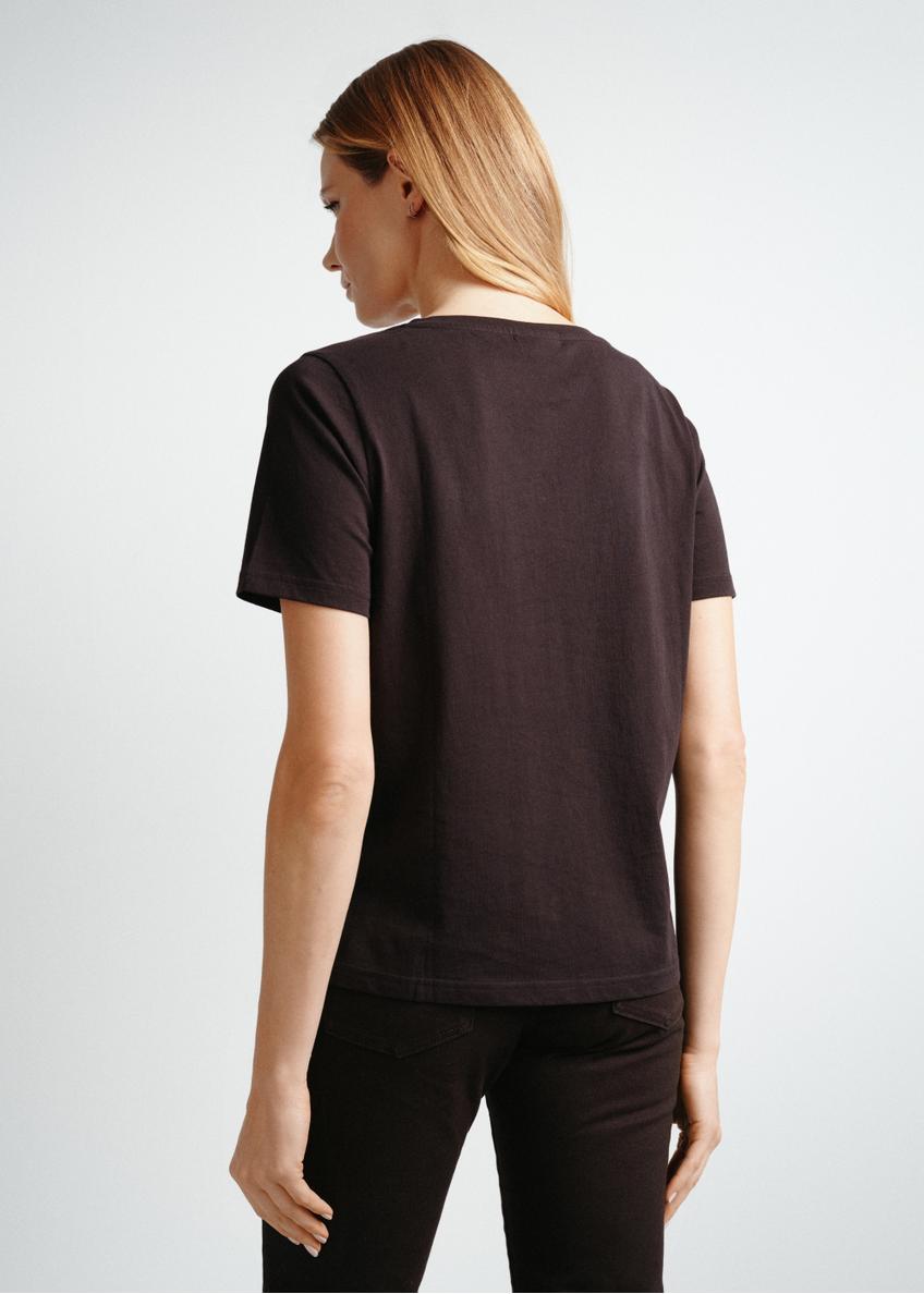 Czarny T-shirt damski basic TSHDT-0120-99(W24)