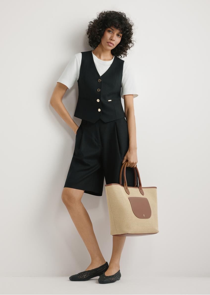 Słomkowa duża torebka damska TOREC-1229-1E(W26)