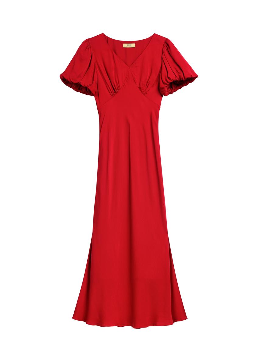 Czerwona długa sukienka damska SUKDT-0262-4B(W26)