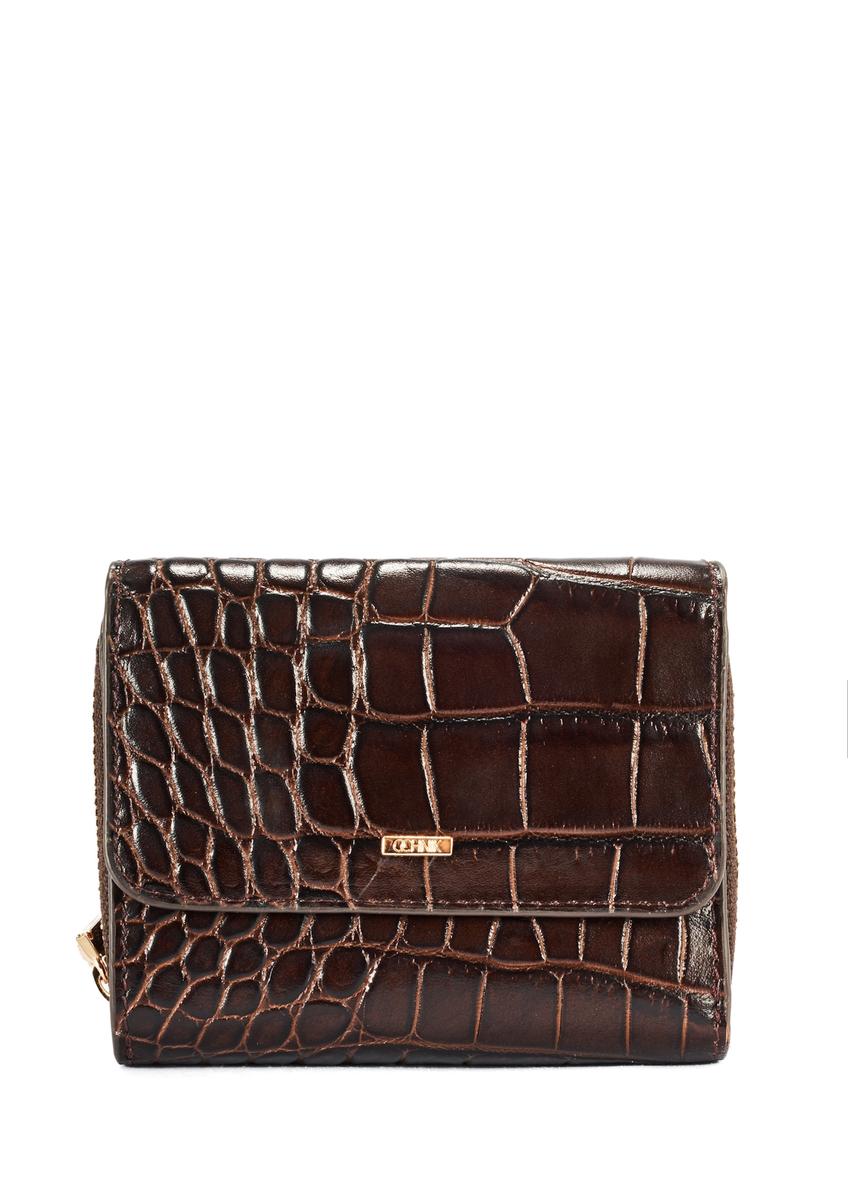 Brązowy portfel damski croco PORES-0953-89(W25)