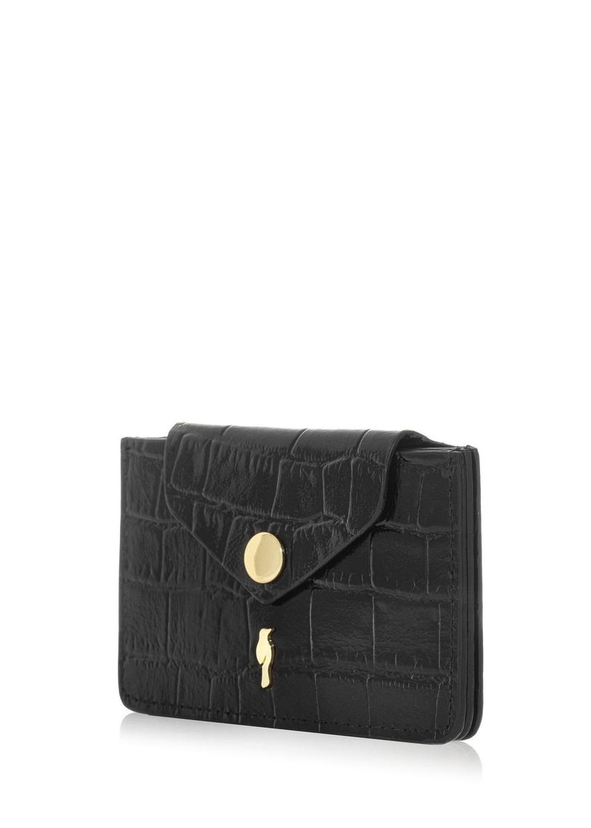 Mały czarny skórzany portfel damski PORES-0890-9G(W26)