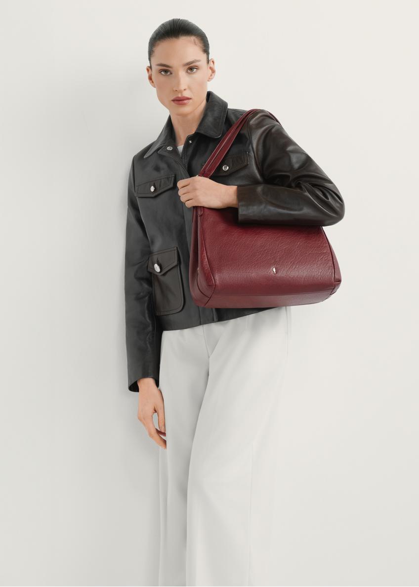 Ciemnoczerwona skórzana damska torebka shopper TORES-0636D-4C(W26)