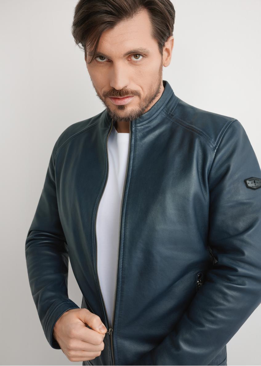 Granatowa skórzana kurtka męska KURMS-0329-7E(W26)