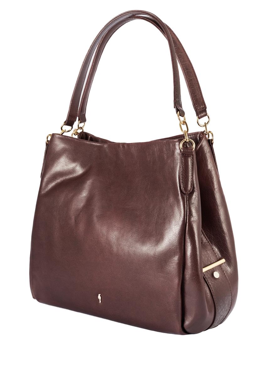 Brązowa skórzana damska torebka shopper TORES-0636D-89(Z25)