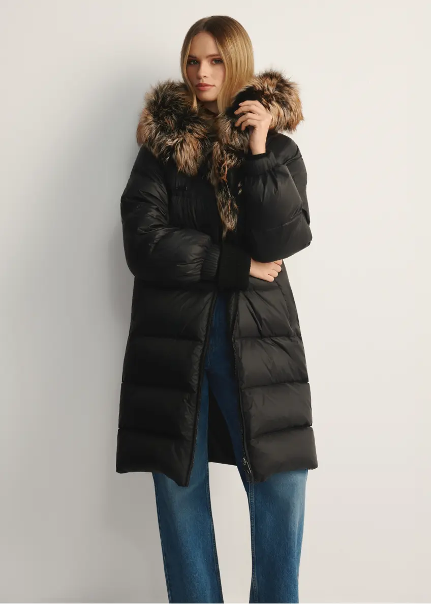 Czarna kurtka damska z naturalnym ociepleniem KURDT-0623-99(Z25)