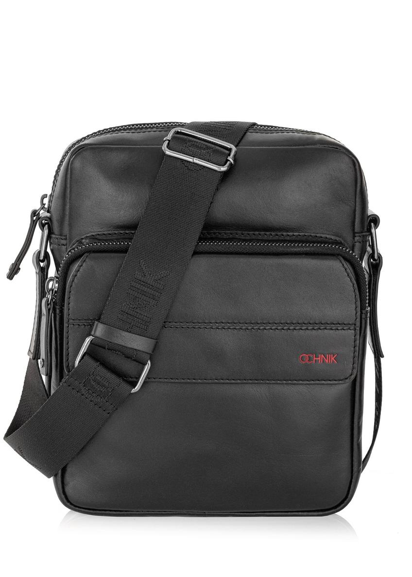 Black leather men's messenger bag TORMS-0442-99(Z24)