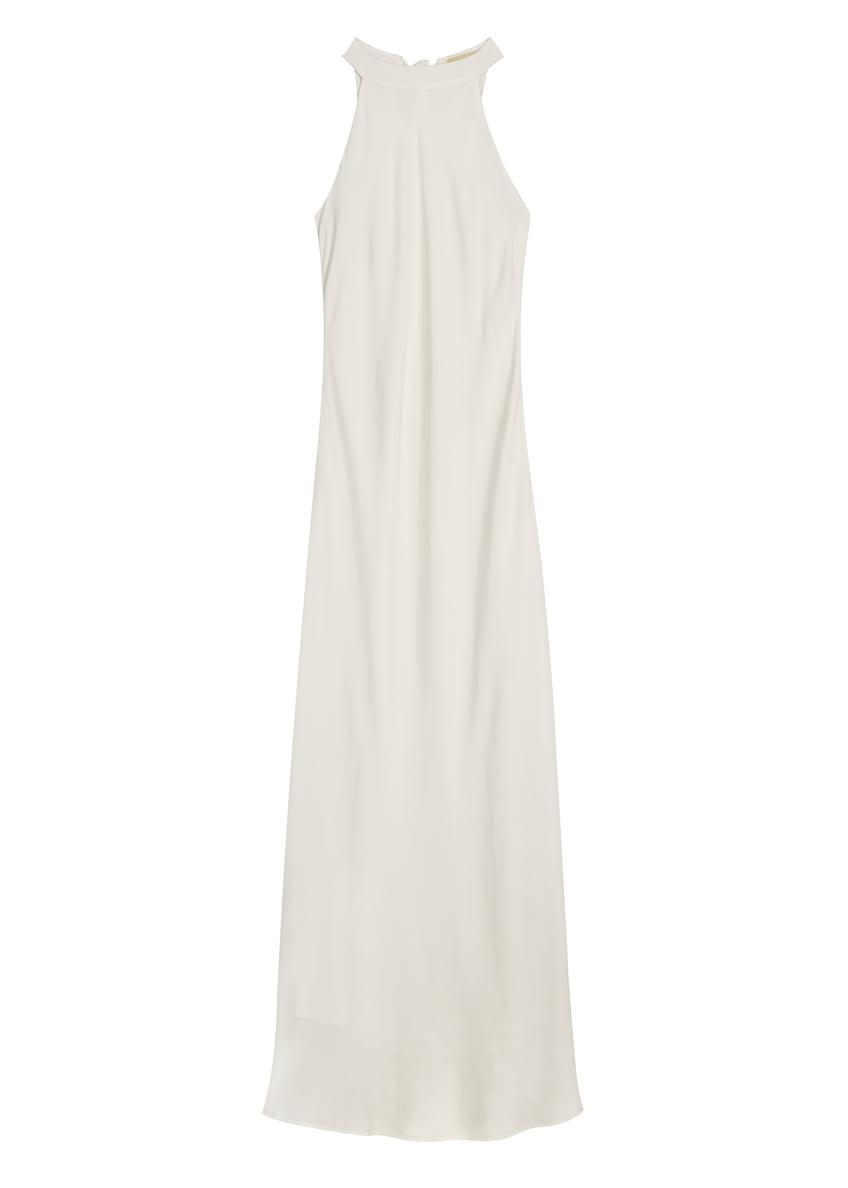 Sukienka ecru z wiskozy SUKDT-0264-0B(W26)