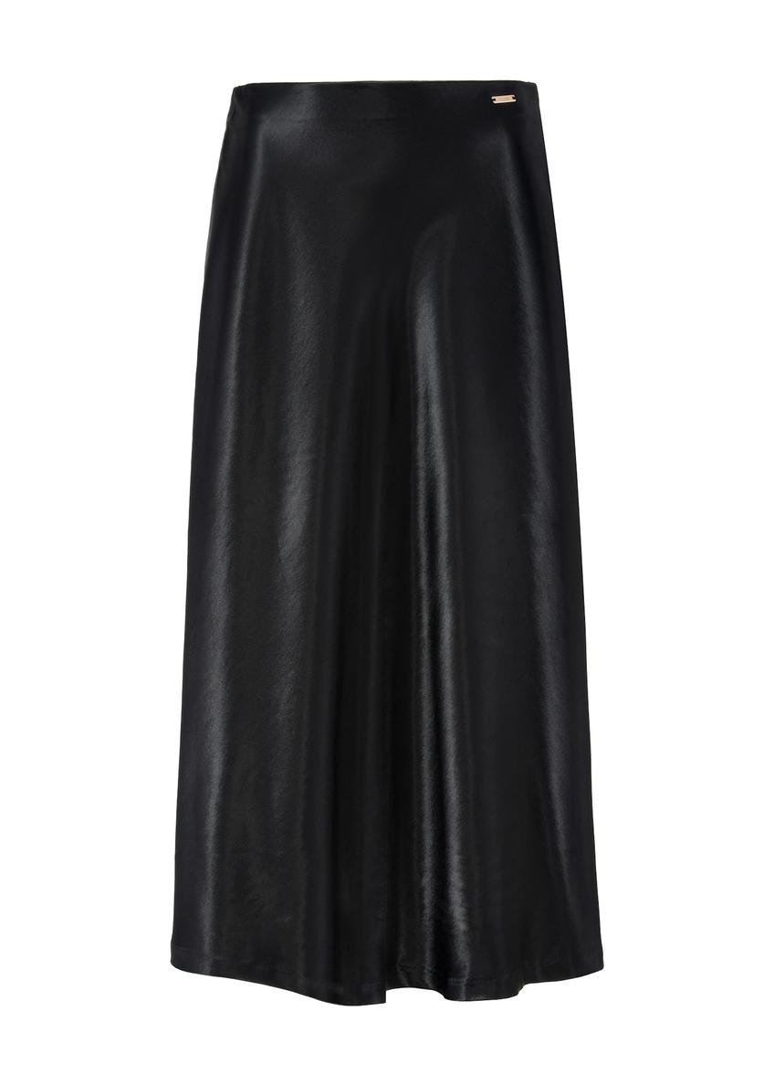 Czarna satynowa spódnica midi SPCDT-0105-99(W25)