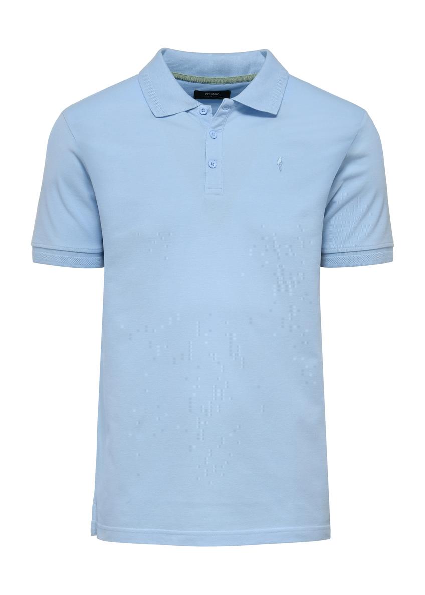 Błękitna koszulka polo męska POLMT-0078-62(W25)