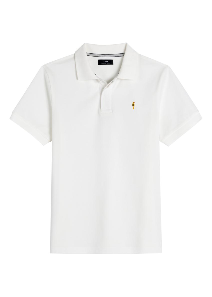 Kremowa koszulka polo z bawełny POLMT-0086-0B(W26)