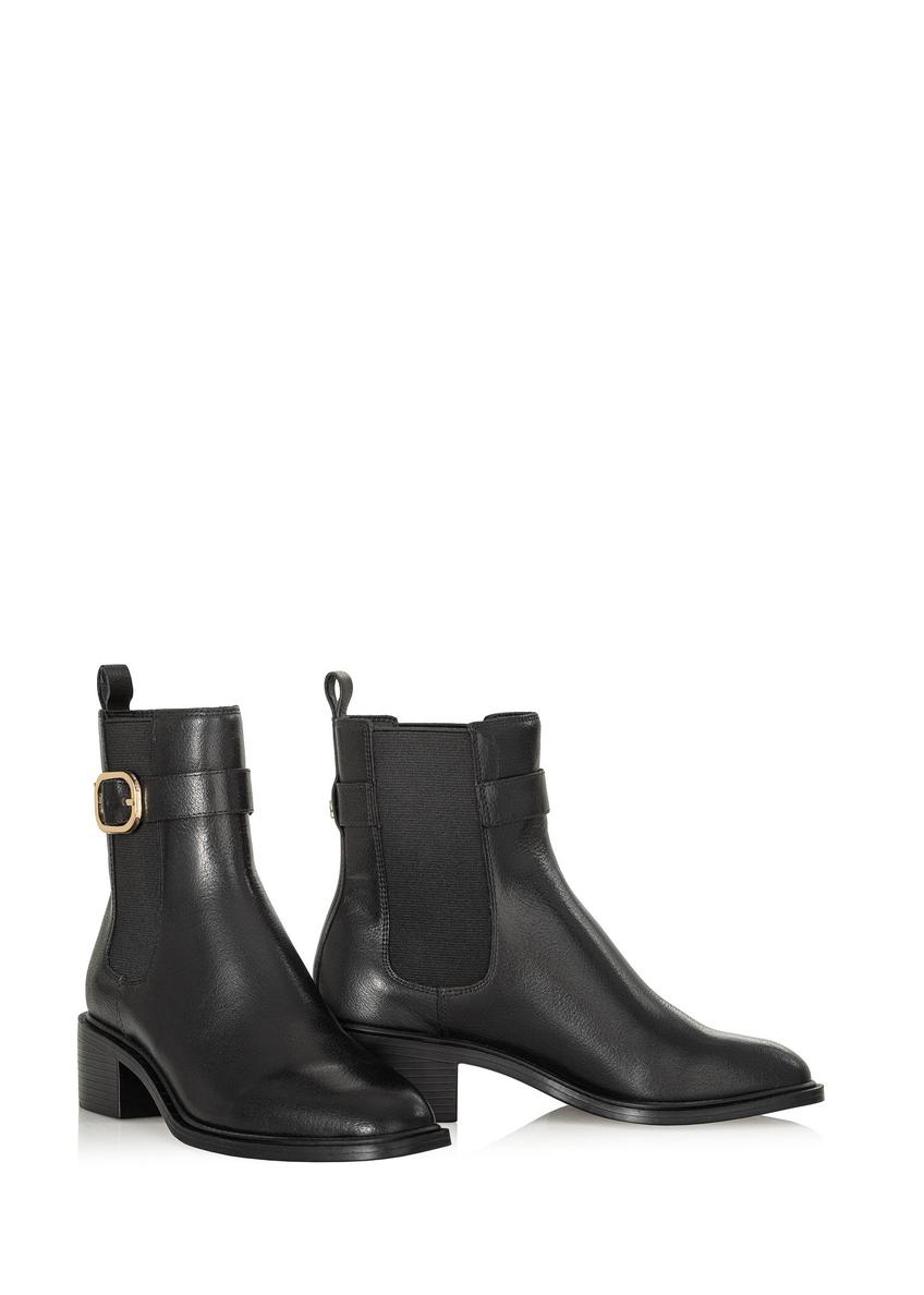 Black leather women's ankle boots BUTYD-1128-99(Z24)