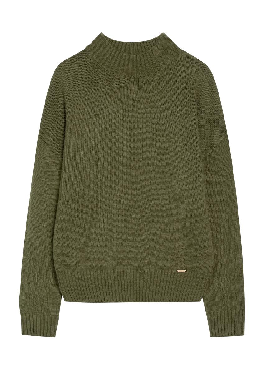 Klasyczny sweter damski khaki SWEDT-0186A-55(Z25)
