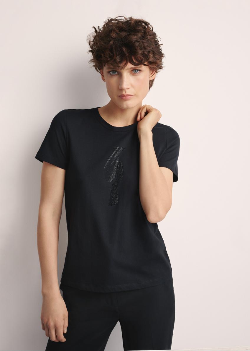Czarny T-shirt damski z logo TSHDT-0148-99(Z25)