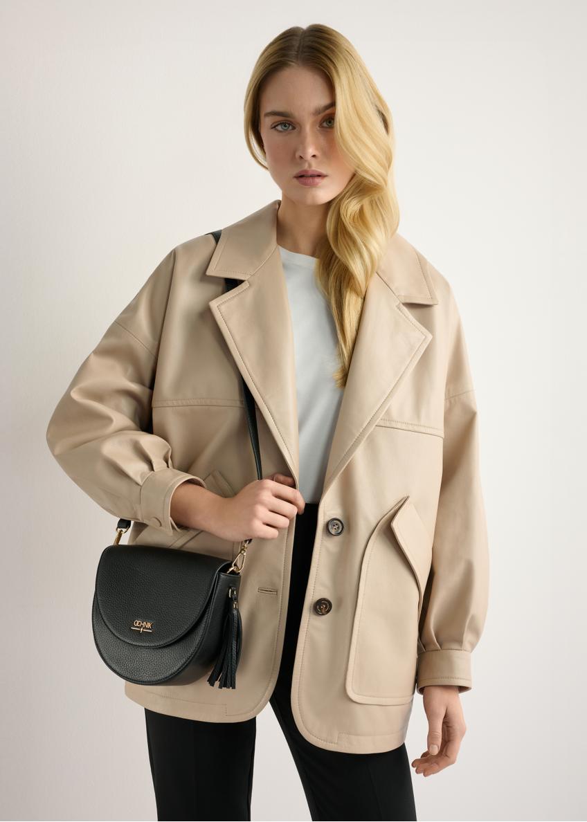 Czarna skórzana listonoszka damska TORES-1283-9I(W26)