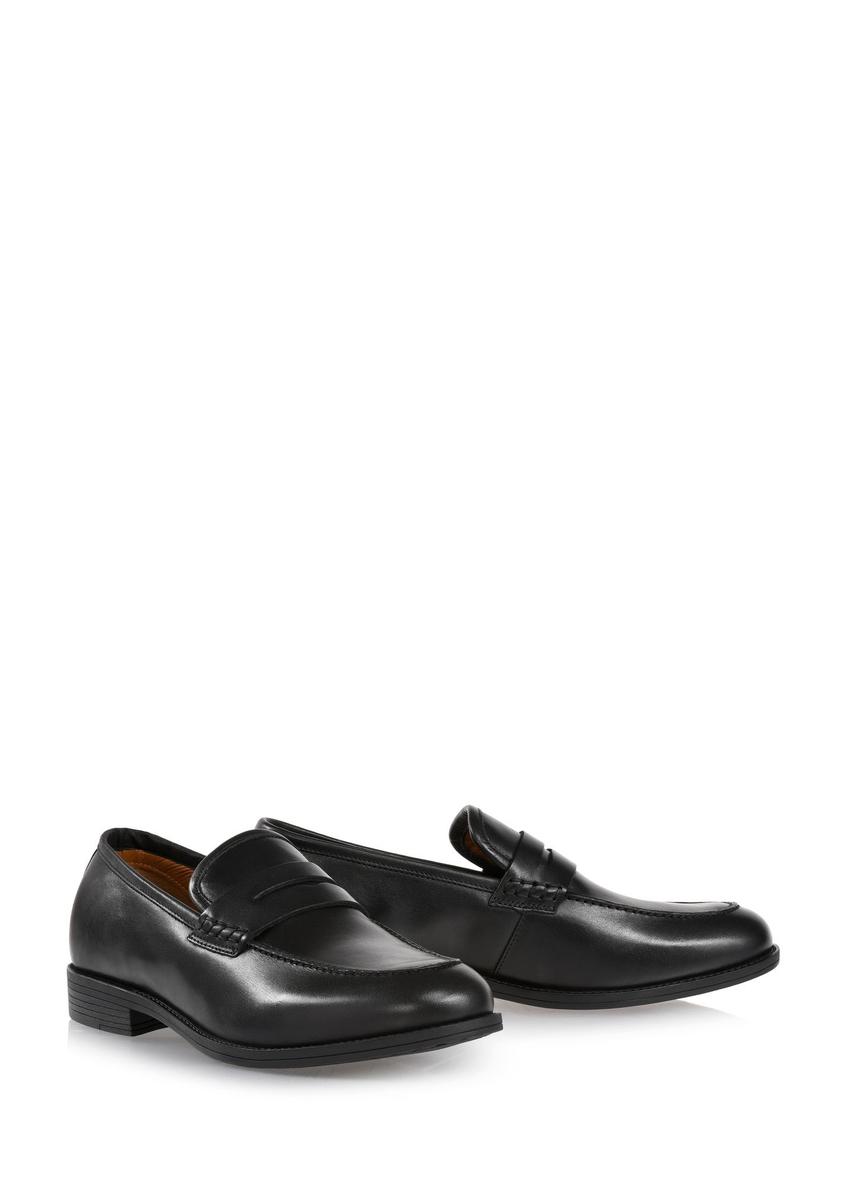 Skórzane czarne loafersy męskie BUTYM-0454-99(W24)