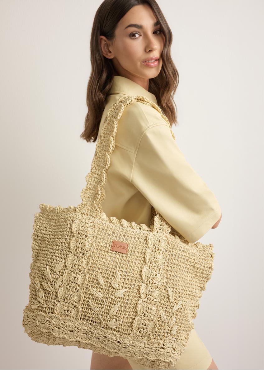 Słomkowa shopperka w kolorze jasnego beżu TOREC-1222-1E(W26)