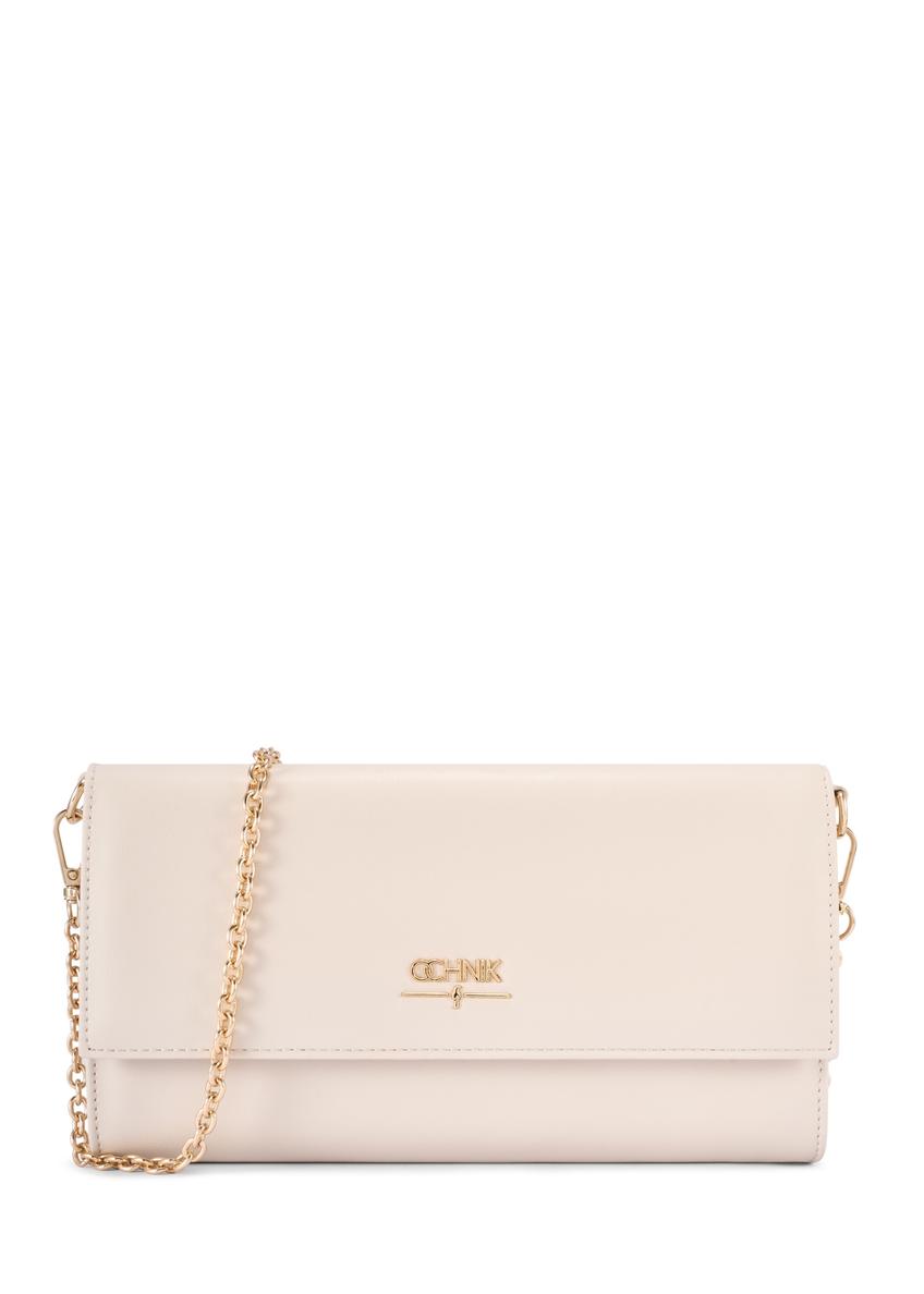 Kremowa torebka kopertówka TOREC-1210-0B(W26) - widok produktu z przodu, na białym tle. 