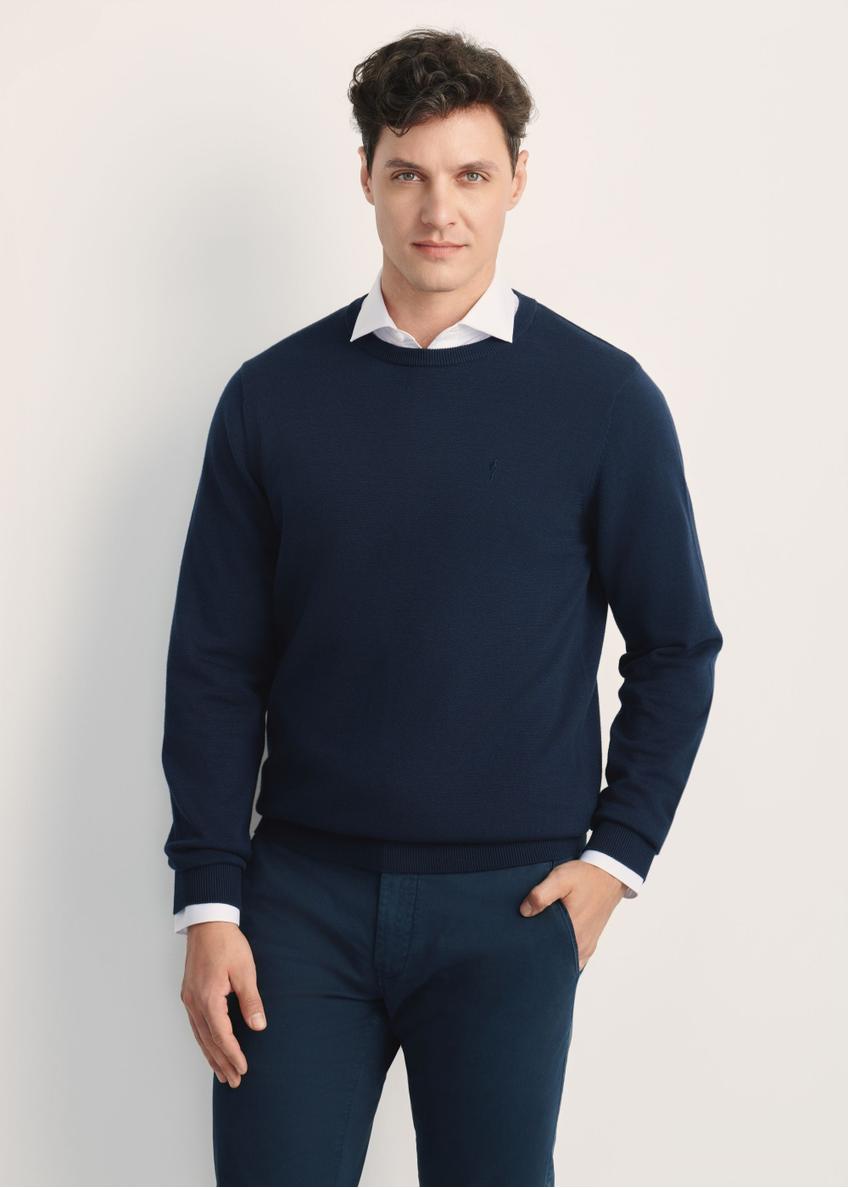 Granatowy bawełniany sweter męski SWEMT-0114A-7E(Z26)
