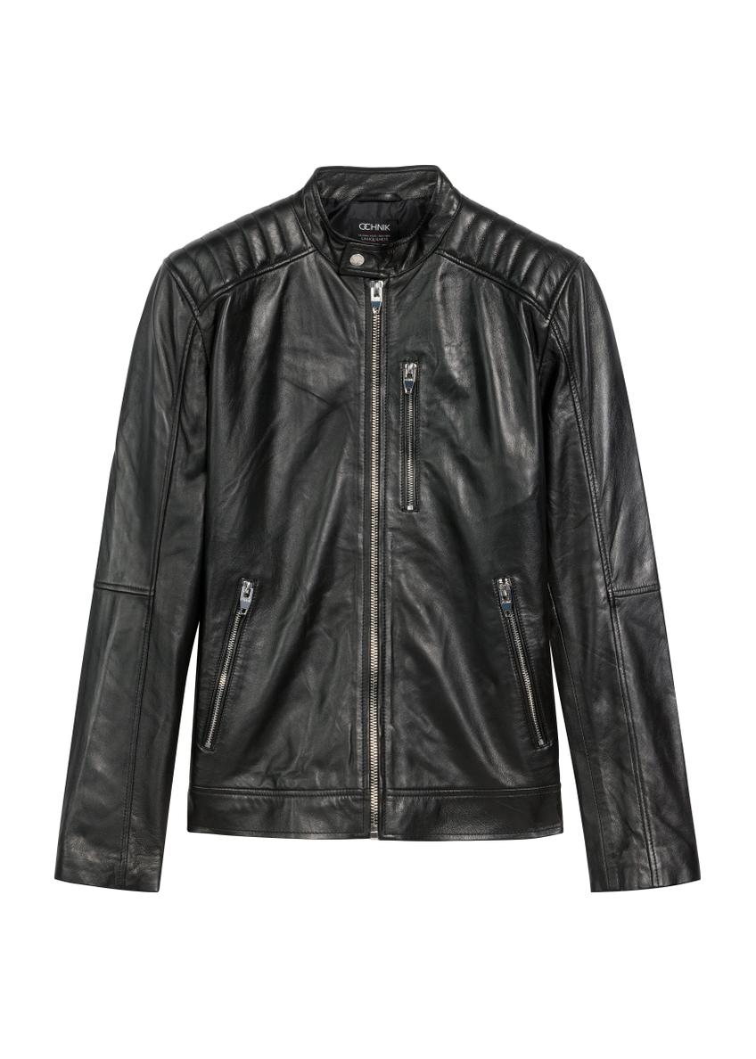 Skórzana kurtka męska ze stójką KURMS-0191A-99(KS)